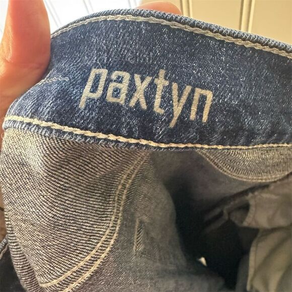 7 for all Mankind Paxtyn High Rise Distressed Skinny Jeans Blue 30 Dark Wash - Picture 7 of 10